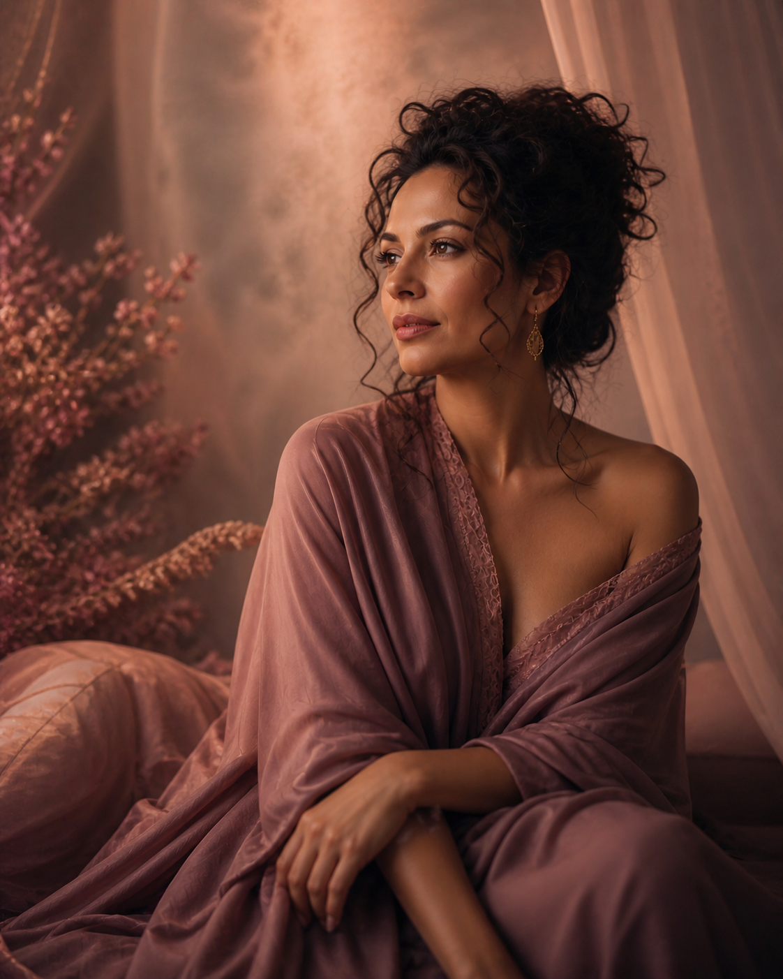 Woman in a warm reflective setting